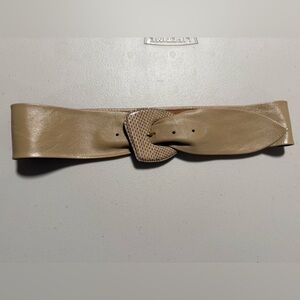 VTG 70s 80s Tan Leather Cinch Belt No Size Snakeskin Soft Retro Artsy